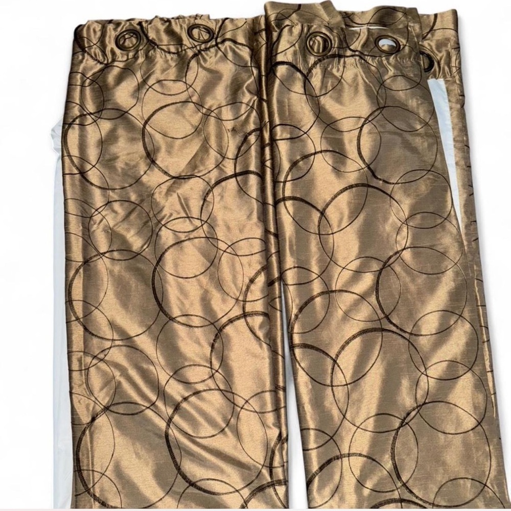 ✨ Metallic Bronze Circle Pattern Curtains (Set of 2 Panels)